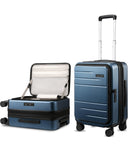 LUGGEX Carry On Luggage Top Opening, FLT Expandable Polycarbonate Hard Shell Suitcase with Wheels (FX-Lite, Blue, 20 Inch, 36L-41L)