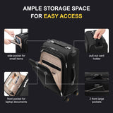 LEVEL8 Carry On Luggage with Compartment, 20 Inch Softside Expandable Travel Suitcase with Spinner Wheels, Top Opening Luggage, Men and Women, Black