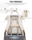 LOVEVOOK Laptop Backpack for Women 15.6 Inch, Travel Backpack with USB Charging Port Large Capacity Laptop Bag, Waterproof Bag for Business College Airline Approved Work Backpack(Beige)