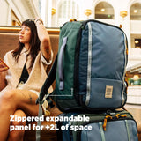 Topo Designs Global Travel Backpack, 25 Liter Bag, 3x Padded Grab Handles, Stretch Mesh, 100% Recycled Nylon Construction, PFAS-Free, Bluesign Approved (Navy/Sahara)