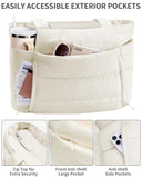 Bagstellar Puffer Tote Bag for Women, Lightweight Puffy Work Handbag Teacher Nurse Quilted Shoulder Bag for School Travel Gym