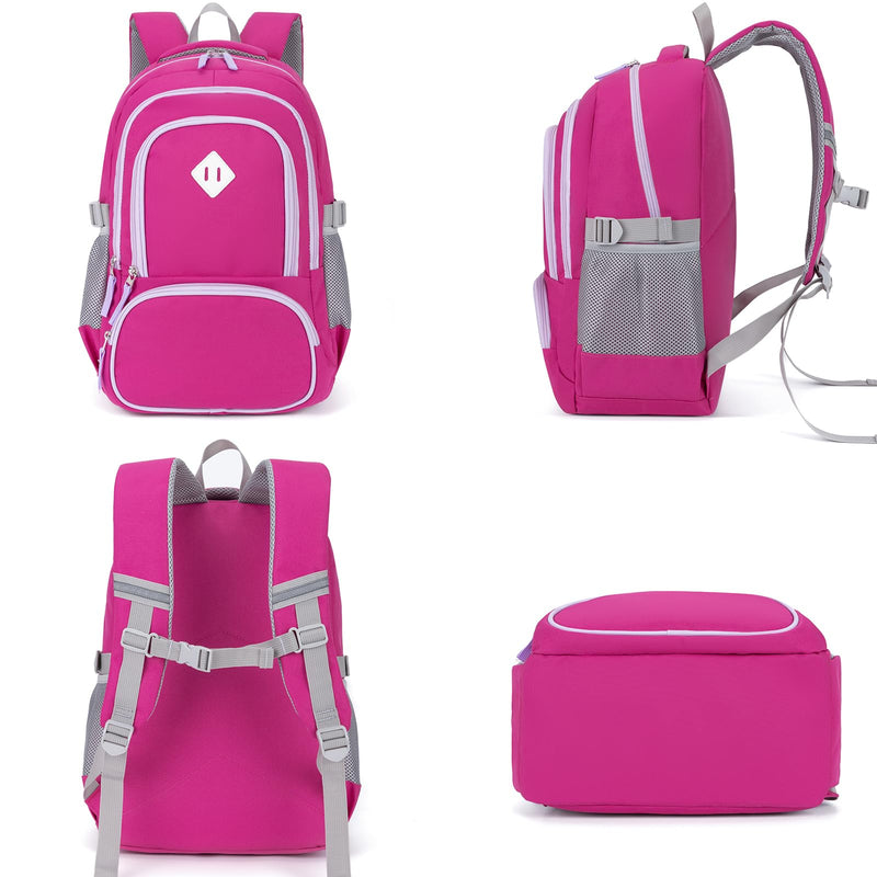 Tfomyu Kids Backpack for Girls Elementary School Backpacks for Child 17 Inch Lightweight Middle School Bookbag for Teens with Chest Strap, Purple