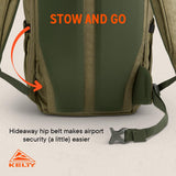 Kelty Redwing Traveler Backpack, Travel Pack with Wide U Zip Opening, Signature Wing Pockets, 30-50L Capacity (30L Olive)