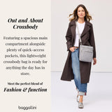 Baggallini Out and About Crossbody Bag for Women - 10"x10.7" Lightweight Travel Handbag w/RFID Card Slots