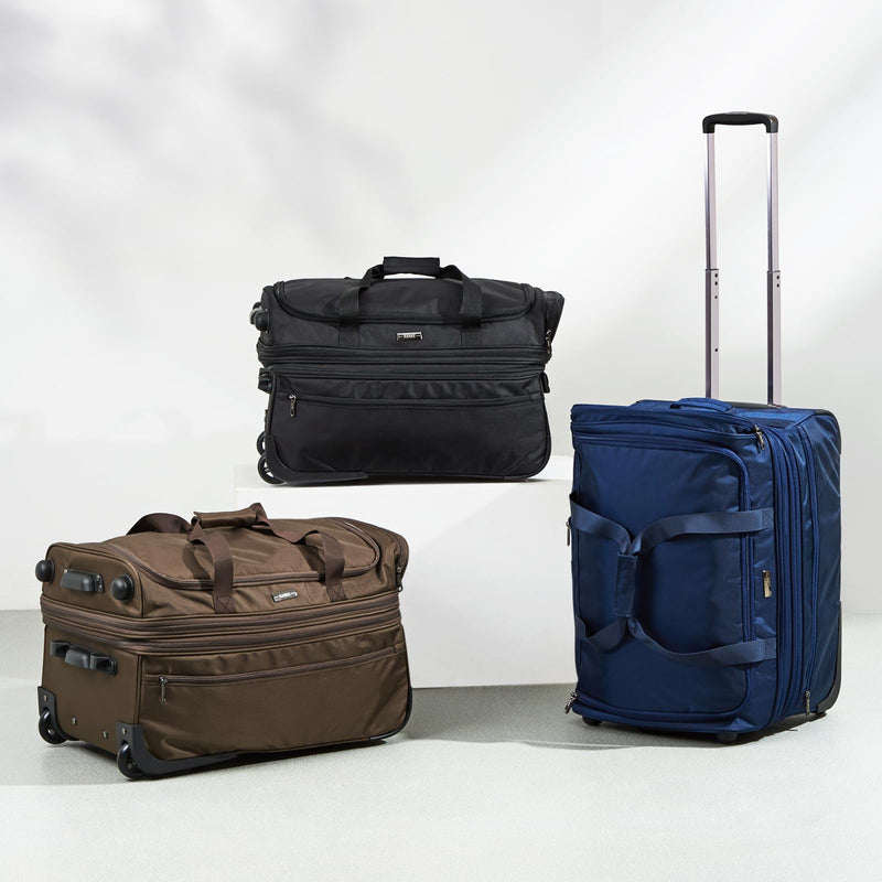 Hanke Large Expandable checked Luggage Suitcases with Wheels Foldable Duffle Bag for Travel suitcase for Women Men Garment Bag（Black）