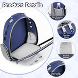 XIZIX Cat Bubble Backpack, Transparent Cat Backpack for Kitten Small Dog Pet, Space Capsule Cat Backpack Carrier for Hiking Camping Travel Outdoor Use (Navy Blue)