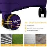 LARVENDER Luggage Sets 3 Piece, Hardside PP Carry On Suitcase with 360° Spinner Wheels TSA Lock Luggage Sets for Women, Grape Purple