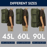 Haimont 45L Gym Duffle Backpack Bag Convertible Travel Duffle with Shoes Compartment for Men Women with Straps, Water-resistant, Army Green
