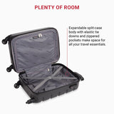 SwissGear 7366 Hardside Expandable Luggage with Spinner Wheels, Black, Carry-On 19-Inch