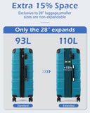 Coolife Hardside Luggage 3 Piece Set with TSA Lock, Spinner Wheels, Telescopic Handle, Lightweight Travel Suitcases (Lake Blue, 3 piece set)