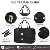 LOVEVOOK Travel Duffle Bag, Weekender Bags for Women with Shoe Compartment, Carry on Overnight Bag with Toiletry Bag, Gym Duffel Bag with Wet Pocket, Hospital Bags for Labor and Delivery, Black