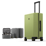LEVEL8 Luminous Carry on Luggage, 20 Inch Hardside Suitcase Bundle with 4 PC Packing Cubes Organizer Set - Green