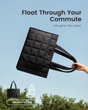 LOVEVOOK Tote Bag for Women, Puffer Work Handbag 15.6 Inch Laptop Purse for Nurse Teacher, Large Quilted Travel Tote Shoulder Bag with Zipper for College Office Clinical Gym, Black