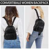 VASCHY Women's Backpack, Mini Backpack PU Leather Waterproof Fashion Small Casual Backpack Travel Backpack, Black, Small, Backpacks