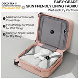 mixi 14 Inch Underseat Luggage Carry on Suitcase Free Boarding Personal Item Suitcases with Spinner Wheels Hardshell Lightweight PC for Short Travel, Pink