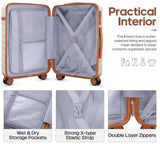 UKEIN Luggage Sets 3 Piece, Carry On Luggage 20In With Spinner Wheels,PC Hardside Suitcase Set with TSA Lock,Durable Carry On Suitcase With Travel Backpack for Men (Beige, 3 piece set (20inch))