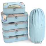 Shacke 6 Set Packing Cubes for Travel - Compression Packing Bags/Travel Organizer - Luggage Organizer Bags for Traveling - Travel Essentials for Women - Cruise Must Haves Packing List (Sky Blue)