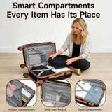 Voytra Lightweight Carry on Luggage 22x14x9 Airline Approved Suitcases with Wheels YKK Zipper TSA Lock, 2 Piece Luggage Set for Weekend Getaways & Travel Business (14/20 Black)