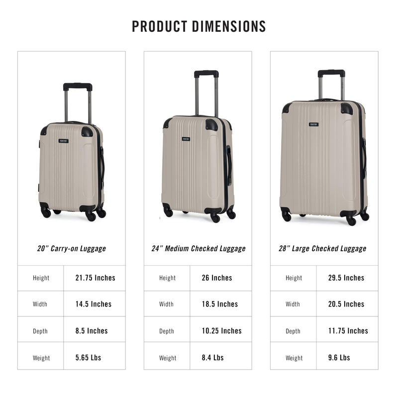 Kenneth Cole REACTION Out of Bounds Lightweight Hardshell 4-Wheel Spinner Luggage, Mushroom, 2-Piece Set (20" & 28")