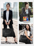 MATEIN Laptop Tote Bag with Insulated Lunch Compartment, 15.6 Inch PU Leather Briefcase with Leakproof Lunch Box Pocket for Women, Convertible Lightweight Computer Work Bag Handbag for Office, Black