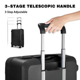 Pirtecin Luggage Sets 2 Piece, 20/28 Inch Hardside Zipperless Durable Suitcases with Spinner Wheels & TSA Lock, Black