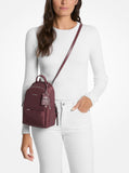 Michael Kors Sable Extra Small Covertible Messenger Backpack, Silver-Tone Hardware/Tonal MK Signature Nylon/Oxblood