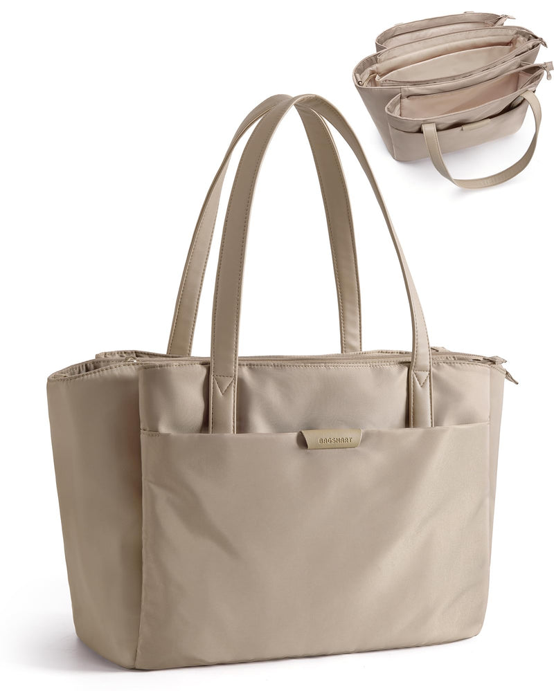 BAGSMART Tote Bag for Women Work, Large Tote Bag with Zipper Teacher Tote with Compartments, Work Tote Women's Purse Shoulder Handbag with Strap for Travel