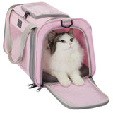 Airline Approved Cat Carrier 17.5×10.5×10.5 in, Escape-Proof Design with Locking Zippers & Safety Leash, Easy-Access 3-Way Entry, Washable Mat, Gift-Ready Holiday Choice for Cats up to 12 lb