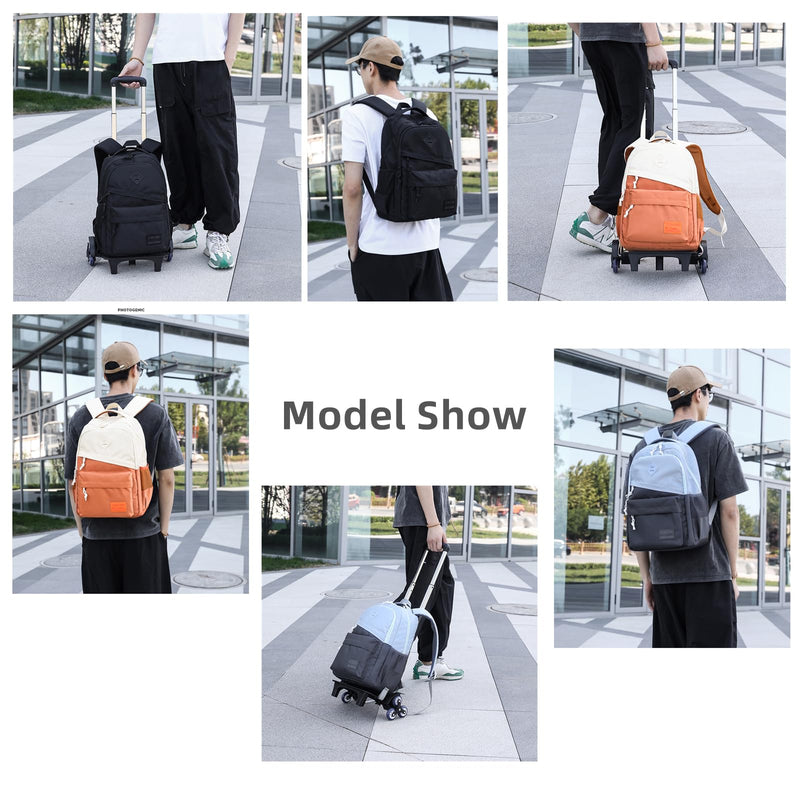 Armbq Rolling Backpack for Boys Girls School BookBag with Wheels Kids Luggage Trolley Back Pack on Wheels Elementary Travel Bag