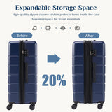 NEWBULIG Suitcases Spinner Wheels Lightweight Expandable Travel Hard Shell Luggage with TSA Lock, Blue, 3-PCS Set (20/24/28 Inch)
