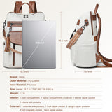 Shrrie Laptop Backpack for Women 15.6 inch,Travel Leather Backpack Purse Nurse Teacher Carry on Backpack Computer Bag,Professional Water-Resistant College Business Work Casual Daypack,Beige with Brown