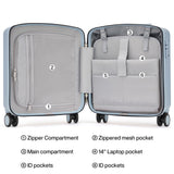 Hanke 16 Inch Underseat Carry On Luggage, Airline-Approved Hard Shell Small Suitcase with Spinner Wheels, Lightweight Tsa Lock Travel Luggage for Short Trips(Gray)