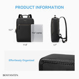 BOSTANTEN Leather Backpack 15.6 inch Laptop Bag Travel Casual Computer Backpack College Business Work Shoulder Bags with Trolley Sleeve for Women Men Black