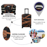 Explore Land Travel Luggage Cover Suitcase Protector Fits 23-26 Inch Case (Gold Fragile, M)