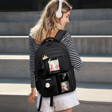 kadilong School Backpacks for Teen Girls Bookbag for Middle School College Students, Cute Backpacks for Women 15.6 Inch Laptop Bag Back Pack School Bag Anti Theft (Black)