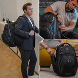 Swissdigital Design TSA Business Laptop Backpack for Men, Large Capacity Travel Backpack with Apple Find My Network and USB Charging Port Tech Backpacks Fits 17 Inch Computer Black| SD1643FB-01