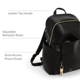 TUMI - Voyageur Raina Backpack - Women's Premium Leather Backpack - Everyday Bag with Phone Pocket & Laptop Compartment - Black, Light Gold Hardware