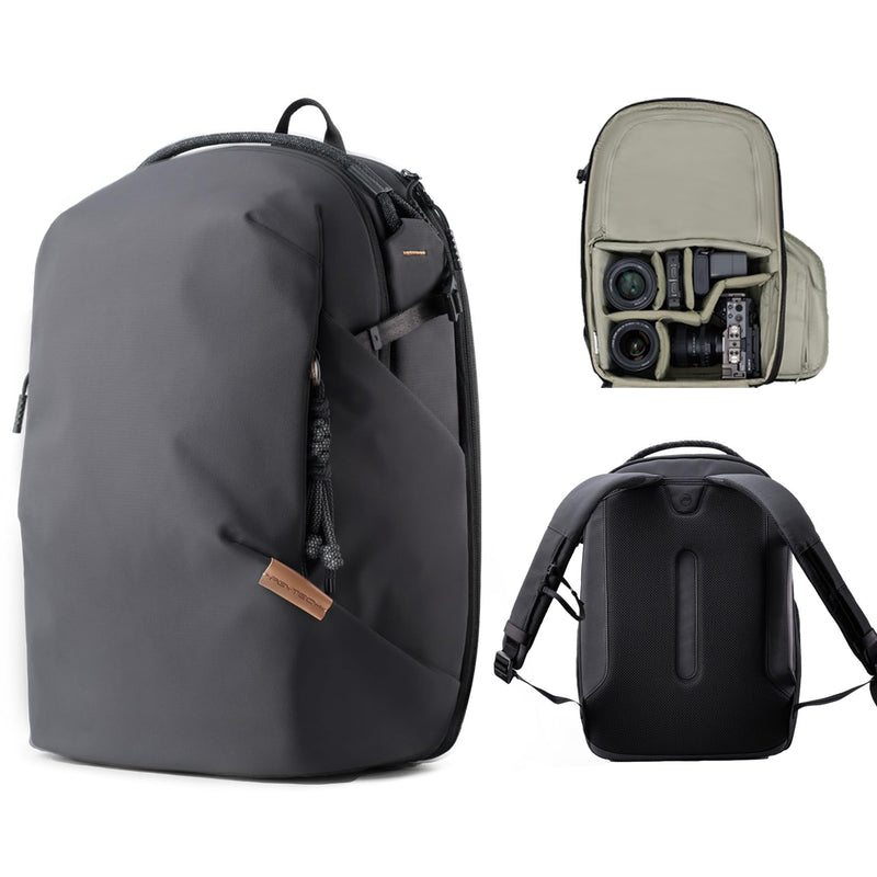 PGYTECH OneGo Lite 16L Camera Backpack Water-Resistant DSLR/Mirrorless Bag for Sony/Canon/Fujifilm, Drone Backpack, Tripod Mount Travel & Weekend Photography Pack for 14" Laptop (Matte Black)