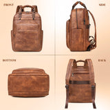 Rcrirth PU Leather Laptop Backpack Women for Travel | 17 Inch Laptop Bag for Women - Large Capacity Teacher Nurse Computer Bag for Work College School (Brown)