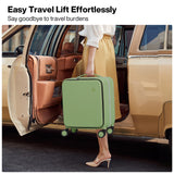 mixi 17x14x9 Carry On Luggage Underseat PC Hard Shell Suitcase Top Opening Aluminum Frame Travel Suitcases with Wheels, Avocado Green
