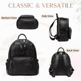 VASCHY Women's Backpack, Mini Backpack PU Leather Waterproof Fashion Small Casual Backpack Travel Backpack, Black, Small, Backpacks