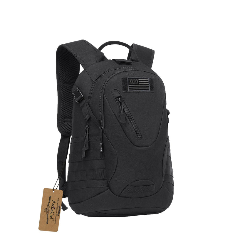 ArcEnCiel 15L Motorcycle Backpack Tactical Bag Rucksacks for Outdoor Camping Trekking with Patch(Black)