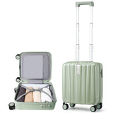 Hanke 14 Inch Underseat Carry On Luggage with Wheels Hard Shell Suitcases Carry On Bag Lightweight Small Mini Suitcase Travel Luggage for Travel（Bamboo Green）