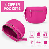 Lushandy Bum Bag Women's Checkered Crossbody Bag Nylon Cross Body Bags Plaid Mom Everyday Purse for Travel (Pure Hot Pink)