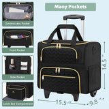 MATEIN Rolling Laptop Bag for Women, 15.6 Inch Rolling Briefcase with Wheels &Detachable Cart, Roller Computer Teacher Tote Bag with Insulated Lunch Box Gift for Nurse Work Business Office, Deep Black