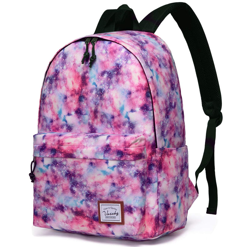 VASCHY School Backpack for Girls, Cute Schoolbag Bookbag for Kids/Teens/Middle School/College/Work Backpack for Women, Pink Galaxy