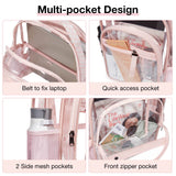 LIGHT FLIGHT Large Clear Backpack with Reinforced Padded Straps Heavy Duty PVC Transparent Backpack See Through Bookbags for Work, Travel, Pink