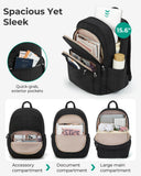 BAGSMART College Laptop Backpack, Travel Backpack for Women, Quilted Casual Daypack, Water-Resistant Bookbag for 15.6 Inch Laptop, Black