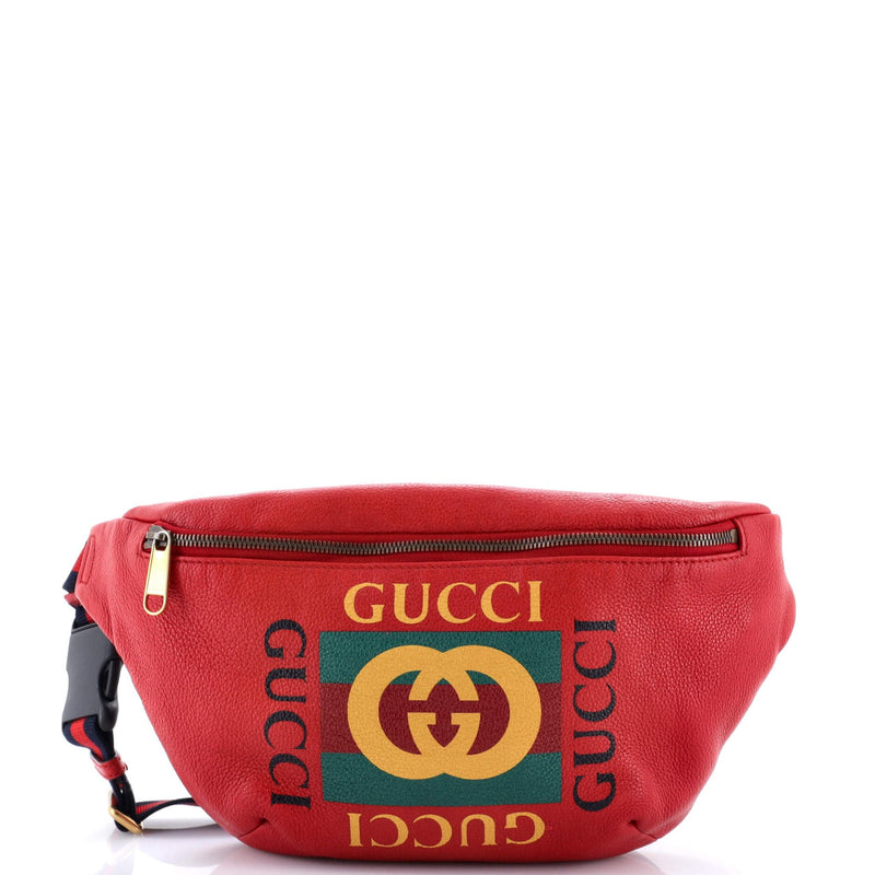 Gucci, Pre-Loved Logo Belt Bag Printed Leather Medium, Red
