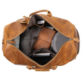 Luokir Mens Leather Weekend Bag Classic Leather Travel Duffel Bags YKK Zipper with Shoes Compartment Sports Vintage Travel Luggage Overnight Duffle Bags (Vintage Brown, 22 Inch)